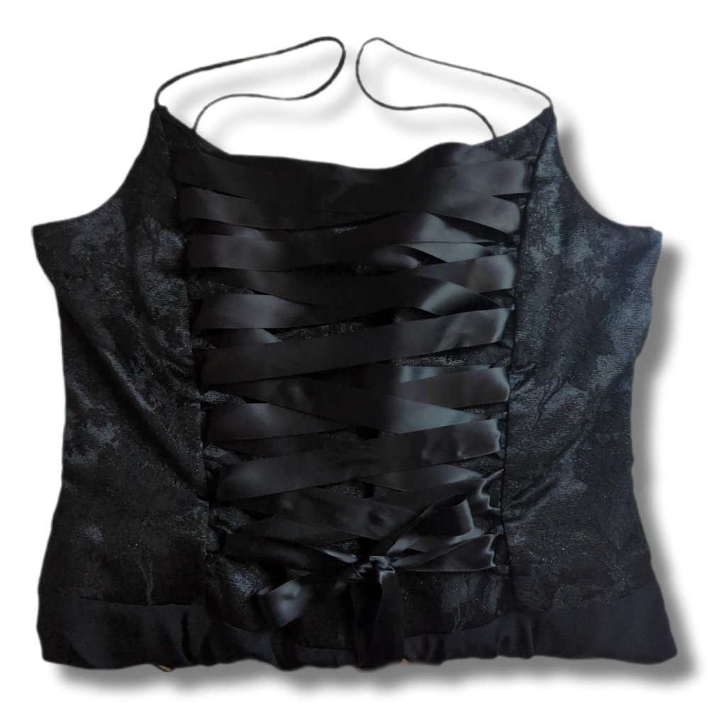 Elegant Black Dress With Asymmetrical Bottom And Corset Top